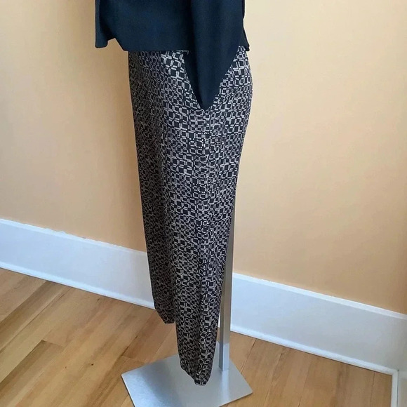 SANDRO Black/Tan Silky Straight Leg Trousers Size 6 - Picture 4 of 11